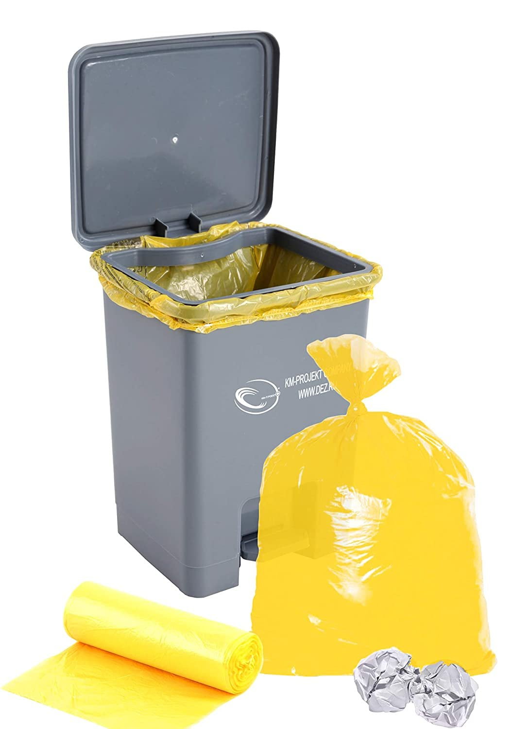 Pack of 25 Yellow Trash Bags 40 x 48. Ultra Thin Polyethylene Liners