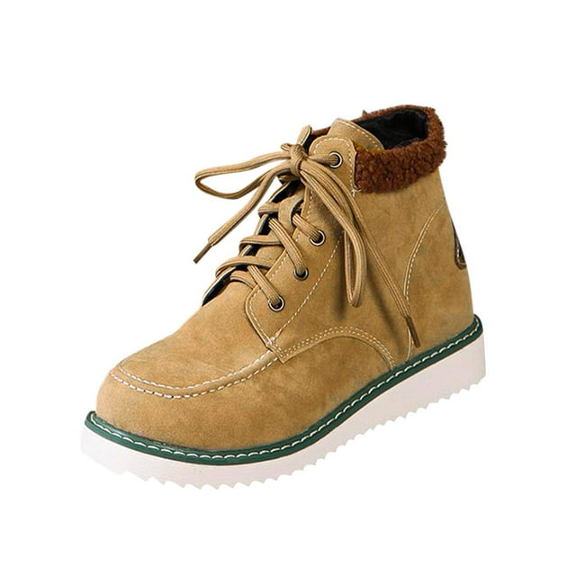 Xfvqtps Mocassins Montants à Lacets pour Femmes Bottines Style Workwear Chaussures Chaudes Automne Hiver Mode Décontractée Confortables Chaussures de Marche Brun