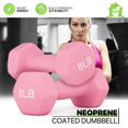 thumbnail image 2 of Magshion Neoprene Coated Dumbbell Hand Weights, 8 lb Pair, Anti-Roll Non-Slip Hexagon Shaped Weights, Pink, 2 of 10