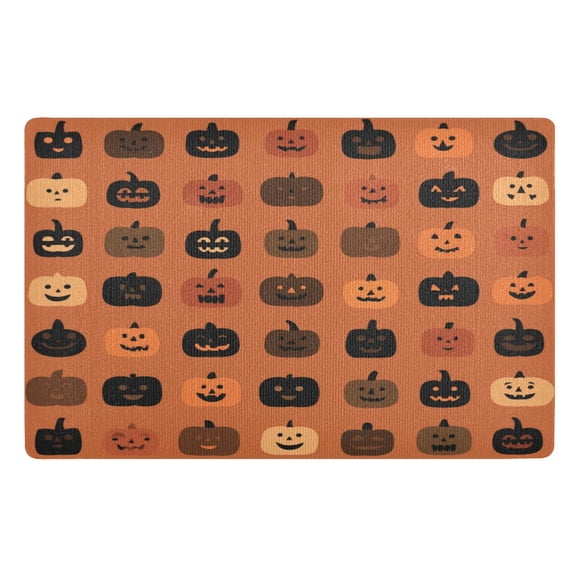 32x20 Inch Doormat Indoor Entrance Mat Entrance Welcome Mat Outdoor Mats for Front Door Pumpkin Funny Face Pattern
