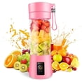 thumbnail image 1 of Licuadora portátil mini para batidos y licuados, recargable por USB, 380 ml, taza exprimidora de frutas para viajes con 6 cuchillas, 1 of 4