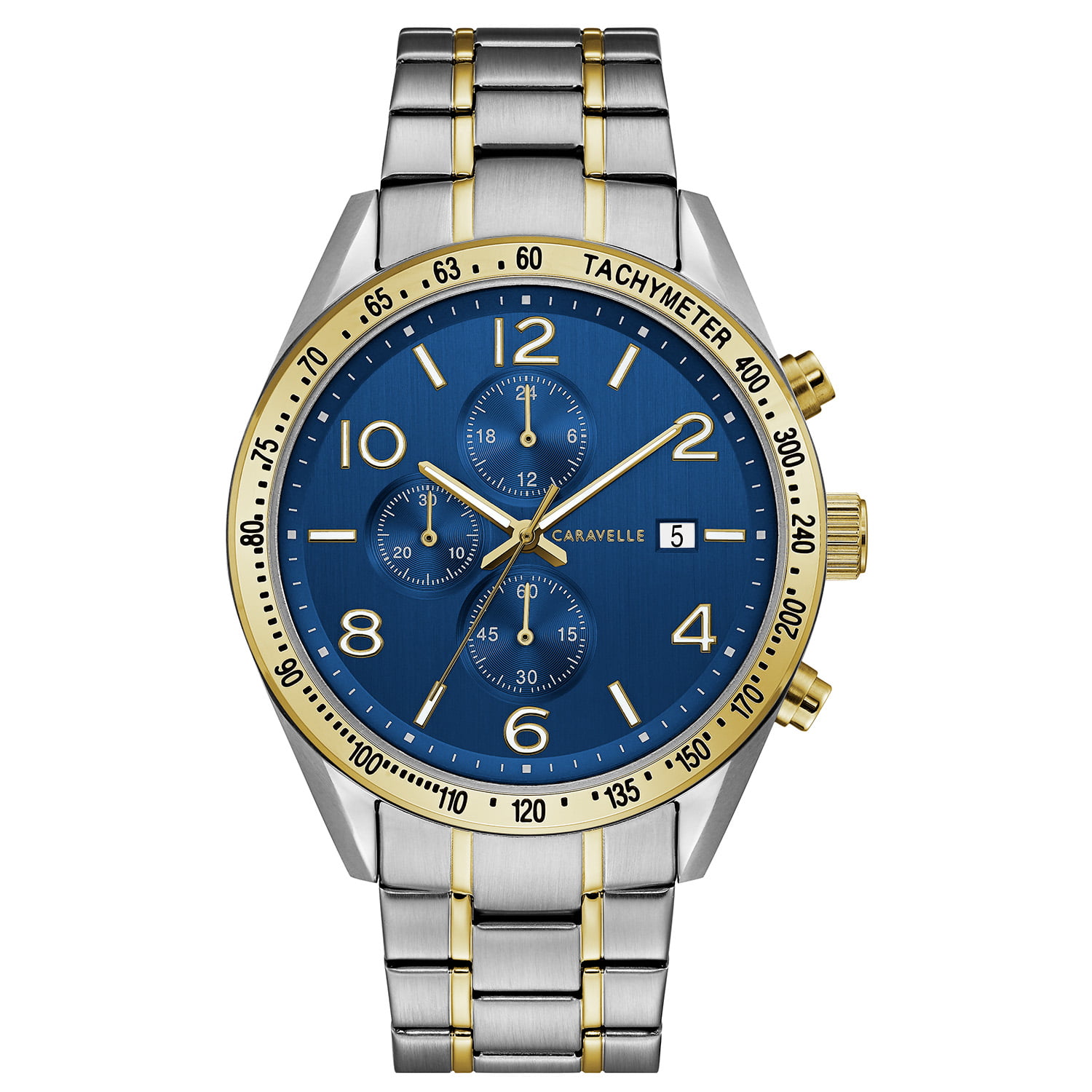 Caravelle Designed By Bulova Men's Blue Face Diamond Dial Watch 