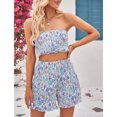 thumbnail image 3 of Trajes de 2 piezas para mujer Top de tubo sin mangas plisado con estampado floral sin tirantes y cintura media, 3 of 8