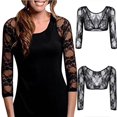 thumbnail image 2 of Cardigan Transparent Sans Coutures pour Femmes, en Dentelle, à Col en V, Gainant pour les Bras, Manches, 2 of 6