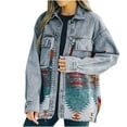 thumbnail image 2 of Fayshow0 Up to 50% off Jean Jackets for Women Trendy Women's Fashion Casual Retro Jacket With Lapel Pocket Stitching Woolen Coat,Gray L, 2 of 9