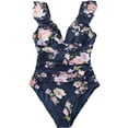 thumbnail image 1 of Women's V Neck One Piece Swimsuit Ruffled Lace Up Swimwear, 1 of 4