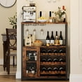 thumbnail image 5 of Homhougo Wine Bar Cabinet with LED Lights, Liquor Cabinet Bar with Storage, Detachable Wine Rack, Glass Holder & Mesh Door, Buffet Sideboard for Dining Room Kitchen Living Room, Rustic Brown, 5 of 9