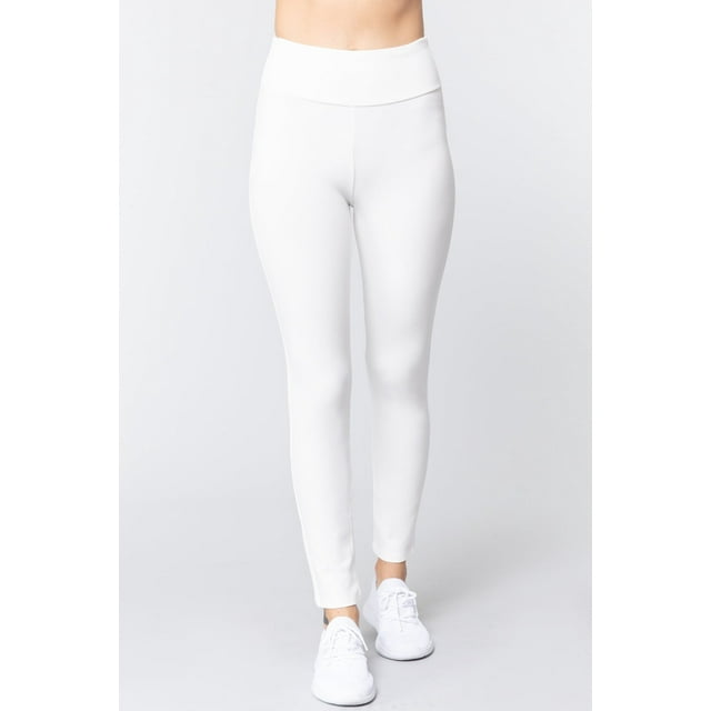 Saronite Pantalons Ponte Taille Haute, Blanc Cassé (Femmes)