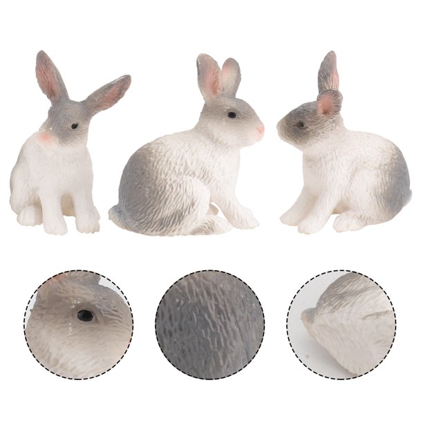 Acheter Mini lapins en résine, 10 pièces, figurines miniatures 3D, petit  lapin blanc, ornement