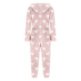 thumbnail image 5 of FRSASU Womens Fleece Onesies Pajamas Jumpsuit Love Heart Printed Warm Romper Sleepwear One Piece Zipper Hooded Playsuit Loungewear Pink, 5 of 5