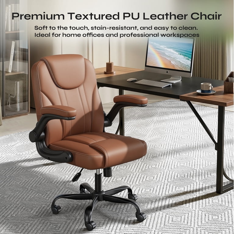 Pinmoco Ergonomic Office Chair High Back, Brown PU Leather photo 7