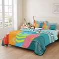 thumbnail image 2 of Queen Quilt Set 90''x96'', Surfboard Lightweight Bedspread Coverlet Set with 2 Pillow Shams, Summer Starfish Palm Leaf Wood Grain Blue Breathable All Season Quilt Bedding for Bedroom/Guest Room, 2 of 9