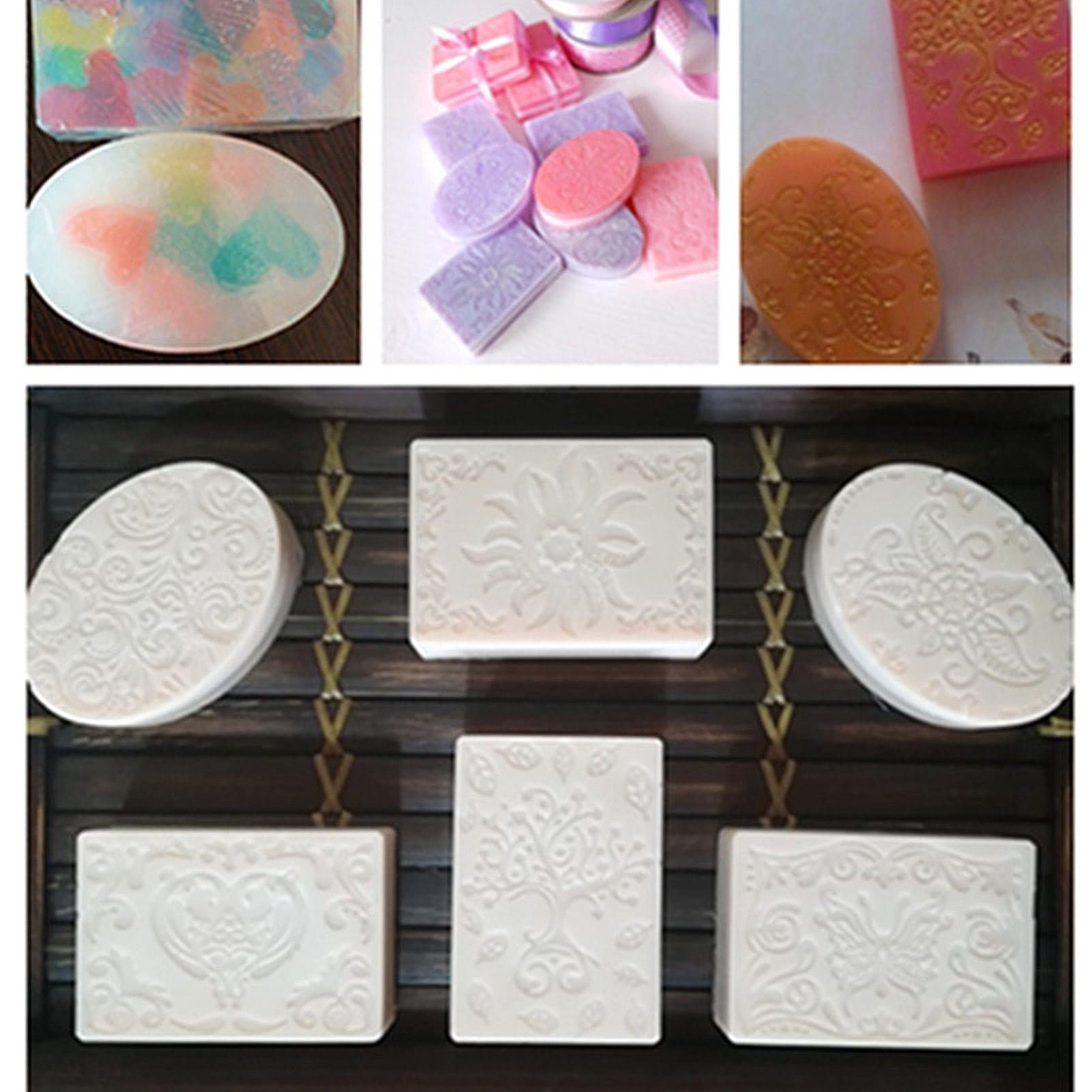 Sdmnsg-T 3 Pack Silicone Soap Molds 6 Cavities Silicone Soap Mold, Flower  Shapes Soap Molds for Soap Making and Rectangle Oval Soap Molds
