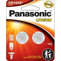 Panasonic CR1632 3V Long-Lasting Lithium Coin Cell Batteries, Child-Resistant, Standards-Compliant Packaging, 2-Pack