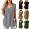 thumbnail image 5 of Douhoow Plus Size Summer Women Loose T-Shirt Short Sleeve Tops Solid Color Tee S-5XL, 5 of 7