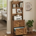 thumbnail image 2 of 2 Drawer File Cabinet with Lock, Wood Filing Cabinet fits Letter, Legal, A4 Size, Hanging File Folders, Farmhouse File Cabinets for Home Office with Adjustable Storage Shelf (Brown), 2 of 7