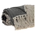 thumbnail image 4 of HomeStock Sophisticated Simplicity Transitional Handloomed 52" x 67" Cotton Throw Blanket for All Living Spaces-Color:Black And Beige, 4 of 10