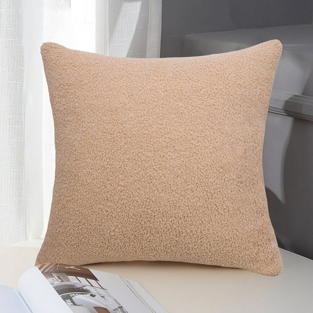 Funda de almohada decorativa | Funda de cojín de piel sintética con cremallera | Textura suave de osito de peluche | Cuadrada de 43 x 43 cm