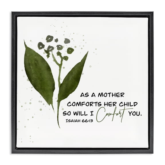 Stupell Industries Proverb & Abstract Flower Spiritual Painting Black Floater Framed Canvas Art Print Wall Art, 18 x 18