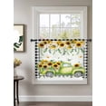 thumbnail image 2 of Sheer Curtains 45 Inch Length, Sunflowers Semi Sheer Curtains Light Filtering Window Treatment, Spring Farmhouse Country Truck Floral Black Plaid Privacy Voile Drapes for Living Room 52x45 Inch, 2 of 7