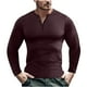 thumbnail image 1 of Blusas y camisas de manga larga con cuello en V para hombre, jersey de color liso con cuello en V, blusa holgada de manga larga para hombre, 1 of 5