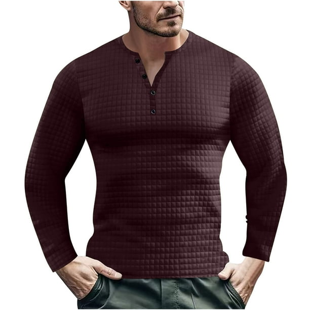 Blusas y camisas de manga larga con cuello en V para hombre, jersey de color liso con cuello en V, blusa holgada de manga larga para hombre