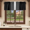 thumbnail image 6 of Black White Stripe Curtain Valances for Windows, Kitchen Valance Window Treatments Panel 2 Pack, Modern Rustic Vertical Striped Rod Pocket Short Curtains for Bathroom Bedroom 60 x 18 Inch, 6 of 8