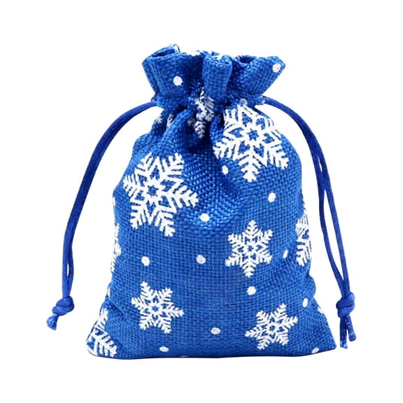 Christmas Gift Bags, Snowflake Gift Bags, Linen Christmas Candy Bags for Holiday Party Decorations, Small Reusable Christmas Favor Bags with Soft Non-Allergic Material, 14x10cm, 2 Pack