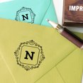 thumbnail image 2 of Printtoo Square Swirl Border Alphabet N Monogram Wood Mounted Rubber Stamp Office Stationary, 2 of 5