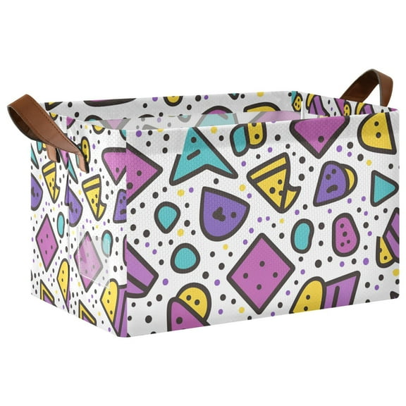Yayeee Foldable Storage Basket for Shelves with Handles Waterproof Cloth Bins, Purple Retro Pattern