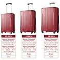 thumbnail image 2 of 3 Pieces Hardshell Luggage Sets with Spinner Wheels & Extensible Packing Space, Lightweight Suitcase with TSA Lock for Bussiness, Family Travel, Red, 2 of 7