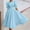 Blue, variant on YWDJ Semi Formal Dresses for Women Wedding Guest Fashion Solid Pile Of Sleeves Large Swing Short Sleeve Mid Skirt Backless Dress Spring Summer Dresses for Women 2023BlackM