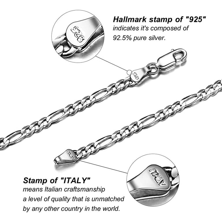 Silver Figaro Chain Necklace / 925 Sterling Silver / Figaro Link Chain  Necklace / 16 18 20 22 24 26 28 30 Inch / Unisex Men's Women's 