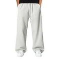 thumbnail image 2 of Men's Lightweight Sweatpants Open Bottom Sweat Pants Drawstring Elastic Waist Joggers Casual Wide Leg Sweatpants with Pockets White XL, 2 of 5