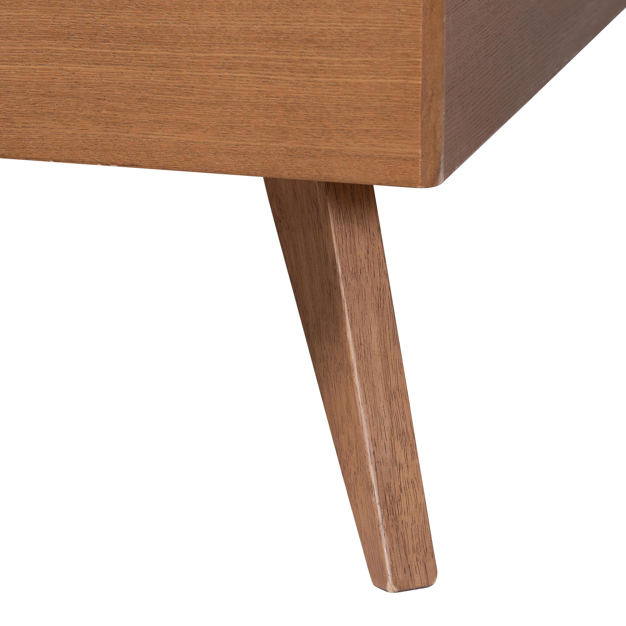 Baxton Studio Noela Mid-Century Platform Bed, King, Ash Walnut