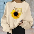 thumbnail image 2 of Summer Tops for Women Casual Graphic Sunflower Printed Long Sleeve O Neck Sweatshirt Loose Khaki Womens T Shirts S, 2 of 6