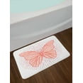 thumbnail image 2 of Ethnic Bath Mat, Hand-drawn of a Butterfly on Doodle Retro Sunburst Line Backdrop, Plush Bathroom Decor Mat with Non Slip Backing, 29.5" X 17.5", Vermilion Orange Ruby, by Ambesonne, 2 of 2