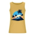 thumbnail image 4 of ZCFZJW Men’s Workout Tank Top Cute Summer Tropical Palm Tree Print Performance Gym Bodybuilding Athletic Sleeveless T Shirts Yellow XL, 4 of 5