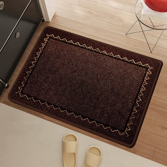 HOARBOEG Linen Bathroom Rugs Non Slip Absorbent Floor Mat, 40x60 cm Machine Washable Entrance Carpet with Anti-STeens Backing for Bathroom, Bedroom, Kitchen Doorway