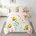 thumbnail image 2 of 7 Piece Cute Bee Twin Comforter Set,Colorful Floral Honey Bee Bedding Set,Rustic Country Farmhouse Flower Bed Set Cartoon Animal Bed in a Bag with Fitted+Flat Sheet+Pillowcases, 2 of 5