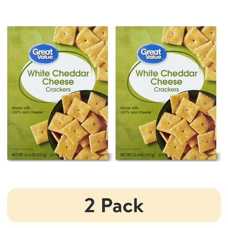 (2 pack) Great Value White Cheddar Cheese Crackers, 12.4 oz