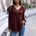 thumbnail image 4 of gakvbuo Plus Size Pullover Sweaters For Women Long Sleeve Sweatshirts Fall Tunic Tops Women Casual Long Sleeve Zipper Hollow Out T-Shirt Blouse Tops, 4 of 6