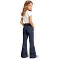 thumbnail image 3 of YaEYa Girls School Uniform Flare Pant Slim Fit Bell Bottom Trousers Fitted Stretch Flare Leg Pants High Waist Casual Slacks With Side Pocket Button Fly Trouser Preppy Clothes (Navy,13-14 Years), 3 of 6