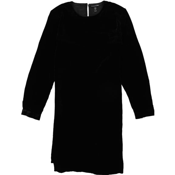 Eileen Fisher Womens Long Sleeve Velvet Mini Shift Dress, Black, XX-Small