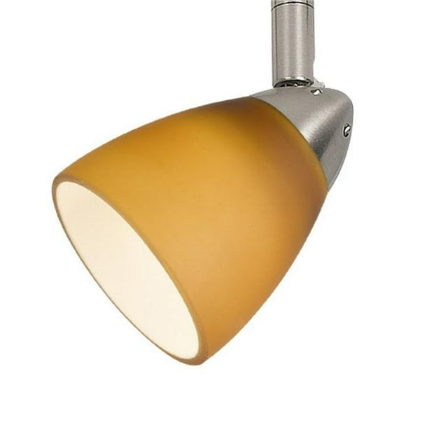 Benjara BM223033 50W Track Fixture with Handblown Glass Shade, Silver & Orange