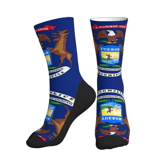 Mens Womens Michigan Flag Funny Funky Crazy Novelty Colorful Dress Socks