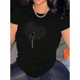 thumbnail image 1 of Realistic Dandelion Pattern Printed Women'S Fashion Trendy Round Neck Short Sleeve, Simple Casual Sports T-Shirt, Comfortable Summer Top for Women During Holidays., 1 of 6