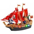 thumbnail image 3 of Kidplokio Pirate Ship Ocean Adventure Playset with Lights Sounds Action Figures, Red, Boys, Ages 3+, 3 of 4