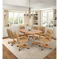 thumbnail image 2 of Furnish Theory  Caster Chair Company Ashtyn 7-Piece 42x[42/60] Caster Dining Set Wood Edge Laminate Table Top & Buff Polyurethane Rolling Swivel Tilt Chairs, 2 of 20