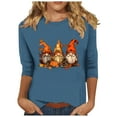 thumbnail image 2 of Inverlee Womens Thanksgiving Shirts Plus Size Turkey Pumpkin Graphic Tees Comfy 3/4 Sleeve Stretch T-shirts Crewneck Tunic Blouse Tops, 2 of 4